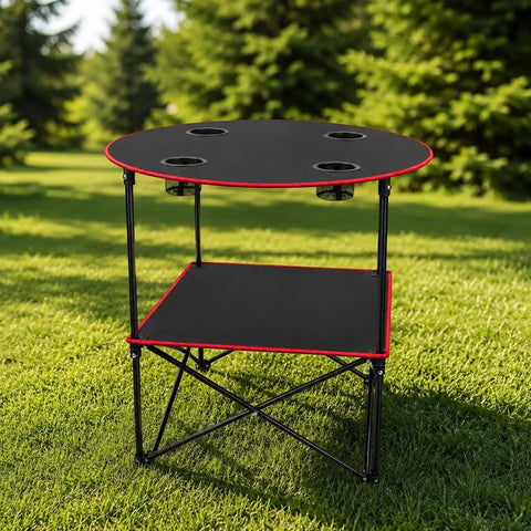 Lightweight Folding Camping Table With 4 Cup Holders Waterproof Canvas Outdoor Table for Beach Camping Tailgating Picnics