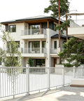 Badass 3Ft White Deck Railing Kit For Outdoor Porch Patio Balcony With Hella Tough Aluminum Posts That Pass Ibc Astm Codes And Handle A Solid 500 Pound Impact Without Flinching Smooth Install Guaranteed displayed around modern building.