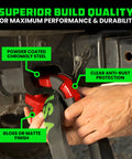 Attaching red Heavy Duty Super D Ring Shackles 2 Pack With 70,548 Lb Break Strength to vehicle bumper for towing