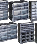 PDC-18BK 18 Drawer Cabinet Part Organizer Heavy Duty Plastic Storage With Clear Drawers for Easy Visibility, Multiple Views