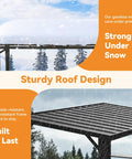 Hardtop Outdoor Grill Gazebo 12x6 with side shelf and hooks, sturdy rustproof steel frame, fade-resistant canopy in snow view