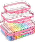 Large Clear Hard Shell Storage Bags With Handle 3 Piece Set Waterproof Organizer Pouches For Toys And Puzzles Diapers And Cosmetics Deep Base For Bulky Gear Reusable Travel Toiletry Bags