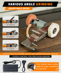 Hella Versatile Compact Mini Belt Sander For Electric Knife Sharpening And Woodworking with various angle settings and adjustable speed.