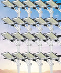 Heavy-Duty Workhorse Solar Street Lights Featuring Dusk To Dawn Auto Sensor And Remote Control For Commercial Parking Areas And Driveways Super Bright LED lamps arranged in a grid.