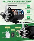 1/10HP Electric Water Transfer Pump With Two 6Ft Garden Hoses for reliable performance showing internal components and construction details.