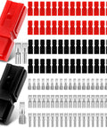 120 Piece Power Connector Kit With Quick Disconnect Battery Terminals 15A 30A 45A Assortment Red And Black Shells Silver Plated Copper Contacts For Modular Wiring image showing red and black shells with silver contacts.