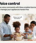 Family using Alexa Compatible Smart Plug 4 Pack With Remote App Control And Voice Commands Schedule Timers in kitchen