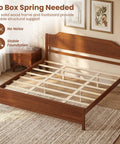 King Size Wooden Bed Frame With Cozy Upholstered Headboard And Rock Solid Thick Wood Slat Support For Legit Bedroom Vibes And Reliable Comfort All Night Long with no box spring needed.