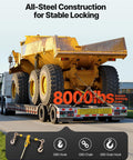 Heavy equipment loaded using Beefy Ratchet Chain Binder Set Five Sixteenth Inch Ten Foot G80 Chains 8000 Lbs Working Load
