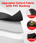 Heavy Duty Outdoor Grill Cover For Backyard BBQ Equipment Built Tough As Nails And Kicks Moisture Down South With Smooth Fit Design For Most Three To Five Burner Gas Grills Measuring Up To Fifty Eight Inches Wide In Sleek Black Color, showcasing upgraded waterproof Oxford fabric with PVC backing.