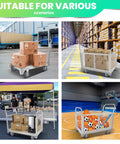 5 In 1 Foldable Flatbed Cart And Heavy Duty Cage Dolly With 2200 Lb Capacity And Smooth Rolling Swivel Casters used for transporting boxes and sports gear.