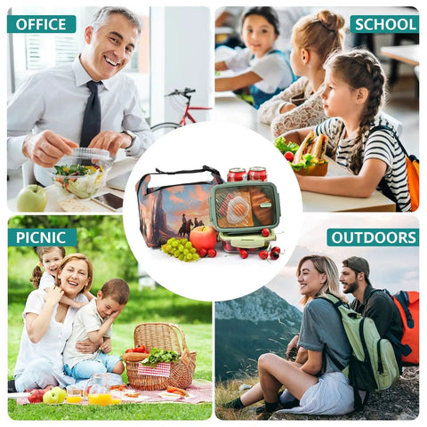 Image of Cowboy Themed Insulated Lunch Bag With Huge Capacity And Grab And Go Design Keeps Food Fresh All Day Leakproof Reusable Lunch Cooler