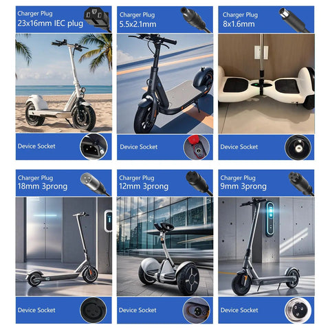 54.6V 2A UL Listed Electric Scooter Charger Replacement For Hiboy Gotrax GXL Jetson Razor And More, 7 in 1 Universal Power Adapter