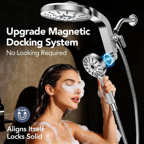 Legit Kickin High Pressure Rain Showerhead Combo With Smooth Magnetic One Handed Docking And Flawless 180 Degree Rotation Sick Dual Bathroom Fixture Upgrade For Modern Homes