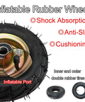Zero Fuss Heavy Duty Casters With Pneumatic Rubber Tires Industrial Swivel And Fixed Wheels Eight Inch showing inflatable rubber wheel with shock absorption features.