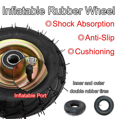 Zero Fuss Heavy Duty Casters With Pneumatic Rubber Tires Industrial Swivel And Fixed Wheels Eight Inch showing inflatable rubber wheel with shock absorption features.