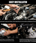 Vacuum pump with pulley for Isuzu NPR-HD; 3-panel install showing disconnect lines, remove old pump, install new pump.