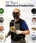 Man using Fresh Air System For Any Mask Reusable Respirator With 4 Speed Fan Delivers Filtered Air For Dust Work Painting Welding