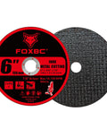Heavy Duty 6 Inch Cut Off Wheels For Metal And Stainless Steel 25 Pack 7 8 Arbor Type 1 Angle Grinder Blades with a black textured surface.