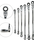 Extra Long Gear Ratcheting Wrench Set 12 Piece 8mm To 19mm Chrome Vanadium Steel Rotatable Head Pro Grade Tough Construction For Tight Spaces And Quick DIY Repairs
