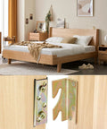 Heavy Duty Bed Rail Brackets With Mounting Screws Built Tough Rock Solid Galvanized Steel Hardware beside a wooden bed frame.