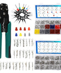 Pin Connector Kit With Crimping Pliers, Pro Grade 450Pcs Terminal Pins, 26 Types, 360Pcs Waterproof Seals, 18 Pin Needle Extractor shown with components.