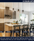 Real Deal 4 Inch Canless Recessed LED Lights Featuring Quick Dial 5 Cct Color options displayed in modern kitchen setting.