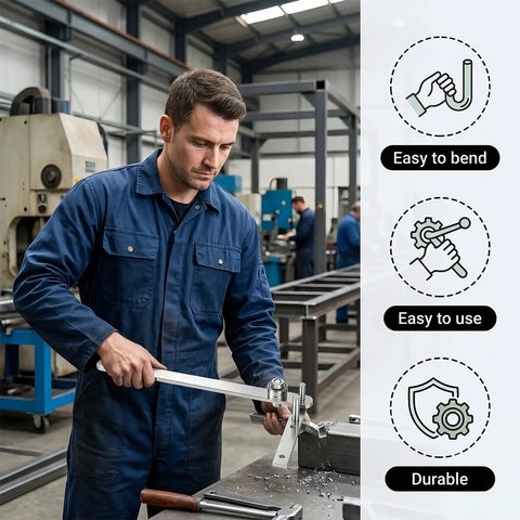 Super Tough Manual Rebar Bender Mini Tubing Wire Bending Tool Crafted From Durable Steel for precise rod shaping in use.