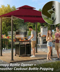 8x8 Ft Grill Gazebo With Extra Large Adjustable Awning 2 Side Shelves 6 Hooks BBQ Shelter For Patio and Backyard in use