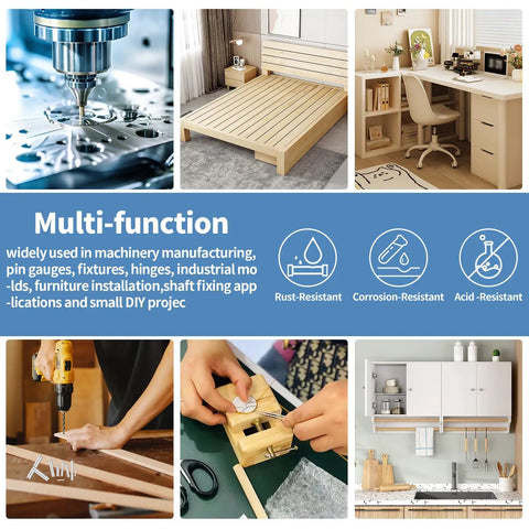 Badass 280 Piece 304 Stainless Steel Dowel Pin Assortment With Metric Shelf Support Pegs And Pro Grade Fasteners For Quick Shop Builds and Hella Durable Industrial Gear multi-function applications with tools and furniture.