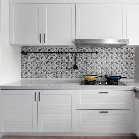 White kitchen with 5 Inch Black Cabinet Handles Square Pulls Stainless Steel Drawer Pulls 3 Inch Hole Center Built To Last Tough Durable.
