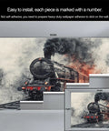 Epic Retro Steam Locomotive Wall Mural With 3D Train Wallpaper For Living Room And Bedroom Large Indoor Decor Premium Silk Cloth Finish