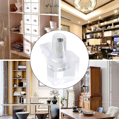 Clear Shelf Pins Kit With Metal Pins For Cabinets And Wood Shelves Low Profile Transparent Plastic Brackets Durable Shelf Support Pegs