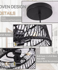 Black Rattan Pendant Lights Drum Chandelier Dope Wicker Light Fixtures Ceiling Hanging Boho Bamboo Pendant Lamp For Bedroom Dining Room Kitchen Foyer Bulb Included Dimmable 2700K E26 With Adjustable 60 Inch Cord And 13.2 Inch Diameter close-up showing rattan material and bulb base details.