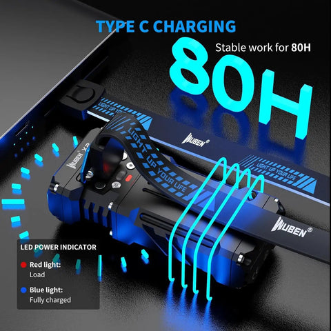 X2 Rechargeable EDC Flashlight 2500 Lumen Portable Pocket Light shown with Type C charging and LED power indicator