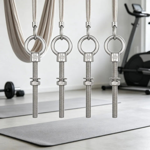 4 Pack 316 Stainless Steel Shoulder Eye Bolts With Nut And Washer Heavy Duty Marine Grade Eyebolts For Lifting And Rigging Outdoors Saltwater Ready For Home Garage Or Workshop Use, hanging in gym setup