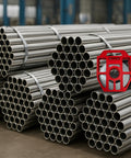 Heavy Duty Three Quarters Inch Stainless Steel Band Strap 0.030 Inch Thick, 201 Bright Annealed Finish, in red tote beside pipes
