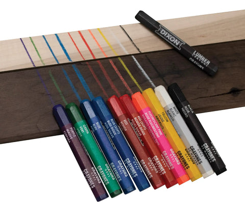 Colorful lumber marking crayons including Yellow Lumber Marking Crayons Hex Shaped 4.5 Inch By 0.5 Inch 12 Pack shown.