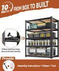 Heavy Duty 5-Tier Garage Shelving Unit In Black 72 Inch Tall 35.54 W By 16 D Metal Storage Rack With 2000 Lbs Total Capacity For Heavy Duty Garage Organization And Easy Bulk Storage, boltless interlocking design