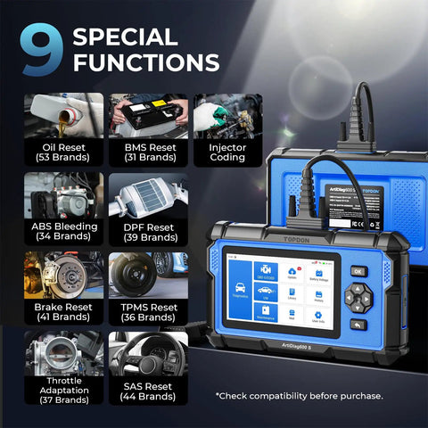 OBD2 Scanner Pro Grade With 9 Reset Services For ABS SRS AT Engine Oil Brake TPMS DPF SAS BMS Injector Coding And Free Lifetime Upgrades