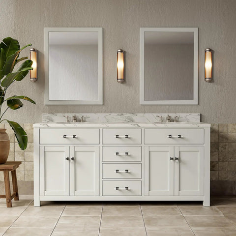 Top Shelf 10 Pack 3 Inch White Marble Cabinet Pulls With Sleek Black Zinc Alloy Bases For Stress Free Kitchen Makeovers And Dead Simple Drawer Upgrades on white bathroom vanity.