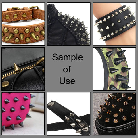 Kicking Dope Badass Silver Zinc Alloy Spikes And Mixed Shape Studded Screwback Rivets 70 Piece Set used on leather accessories.