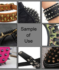 Sample of use for Level Up Your Leather Game With Hella Durable 270 Sets Screwback Spikes And Studs Kit on various leather items.