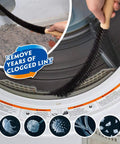 Two Piece Dryer Vent Cleaner Kit With Lint Vacuum Attachment And Flexible Dryer Lint Brush removing lint from vent