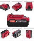 2 Pack 20V Lithium Ion Battery Compatible With Porter Cable 20V Max Power Tools Replacement High Capacity 6 Ah Rechargeable Heavy Duty Knockout Cordless Tool Battery Beefy Build, showing multiple angles.