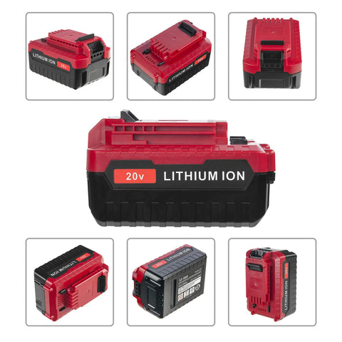 2 Pack 20V Lithium Ion Battery Compatible With Porter Cable 20V Max Power Tools Replacement High Capacity 6 Ah Rechargeable Heavy Duty Knockout Cordless Tool Battery Beefy Build, showing multiple angles.