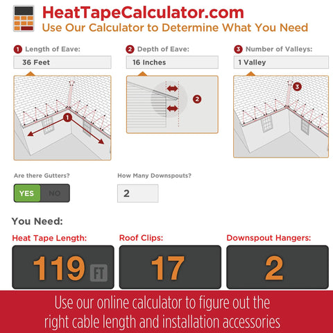 HeatTapePro Pro Grade Intelligent Self Regulating Heat Cable With GlowCap Tech For Ice Dam And Pipe Freeze Protection calculator