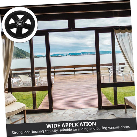 A Pair Of Heavy Duty Replacement Pulley Wheels For Sliding Barn Doors And Metal Gates Built For Roll Like Butter Performance With Sealed Bearings And Zero Hassle Everyday Reliability in a scenic setting.
