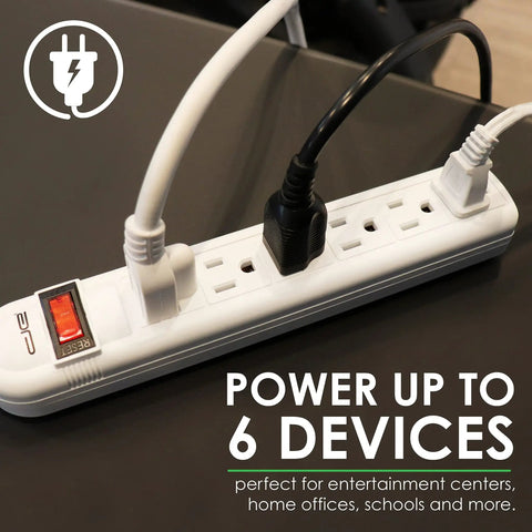 Long Reach 50 Foot 6 Outlet Surge Protector Power Strip With Lighted On And Off Switch 350 Joules 15 Amp 120 Volt 14 Gauge Wire