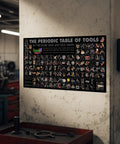 Periodic Table Of Tools Poster For Mechanics And Makers A 36x20 Inch Wall Art showcasing hand and power tools in garage decor
